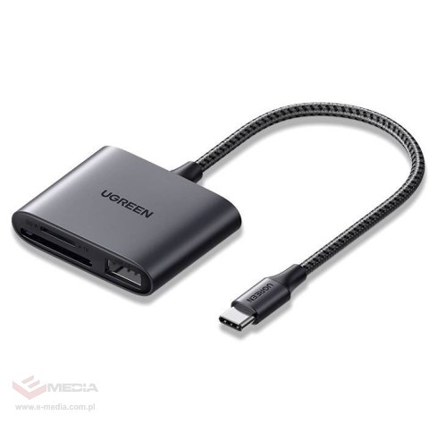 Czytnik kart UGREEN CM387 USB-C SD/microSD + USB (czarny)