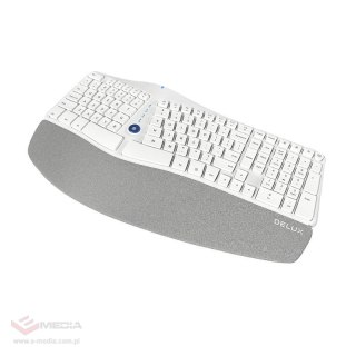 Ergonomiczna klawiatura bezprzewodowa Delux GM901D BT+2.4G (biała) (QWERTY)