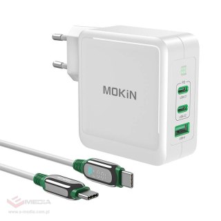 Ładowarka sieciowa MOKiN PD140W GaN 2xUSB-C 1xUSB-A (biała)