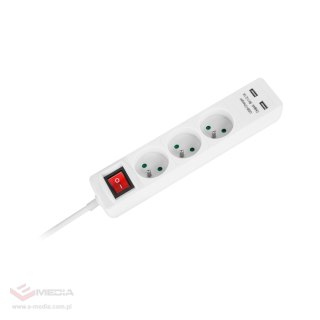Przedłużacz sieciowy Rebel 3 gniazda + 2 gniazda USB z wyłacznikiem - 5m