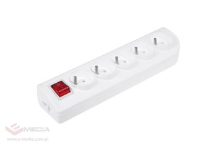 Gniazdo przedłużacza x 5 z uziemieniem i wyłącznikiem białe GN-50W