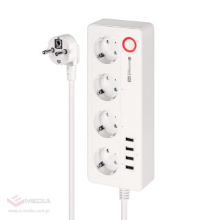 Listwa sieciowa Kruger&Matz 4 gniazda typu niemieckiego i 4xUSB 2100 mA Connect P6 Tuya