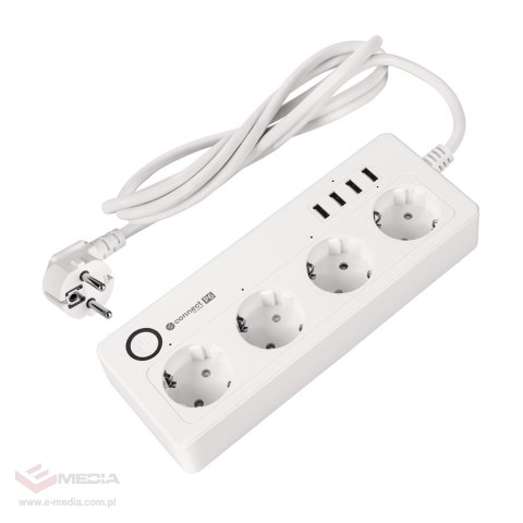 Listwa sieciowa Kruger&Matz 4 gniazda typu niemieckiego i 4xUSB 2100 mA Connect P6 Tuya