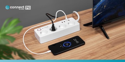 Listwa sieciowa Kruger&Matz 4 gniazda typu niemieckiego i 4xUSB 2100 mA Connect P6 Tuya