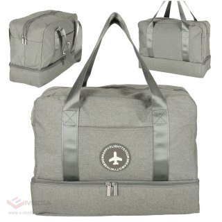 Torba podróżna bagaż podręczny do samolotu podróżna turystyczna pojemna uchwyt kieszenie 39x18x30 szara