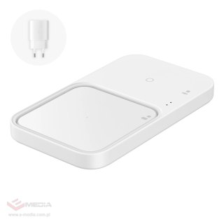 Ładowarka Samsung Wireless Charger Duo EP-P5400TWEGEU indukcyjna 15W - biała + ładowarka sieciowa + kabel