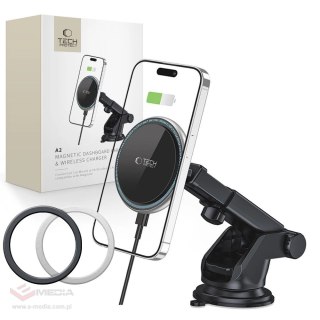 Uchwyt Tech-Protect A2 samochodowy na telefon z ładowarką indukcyjną MagSafe 15W na kokpit - czarny