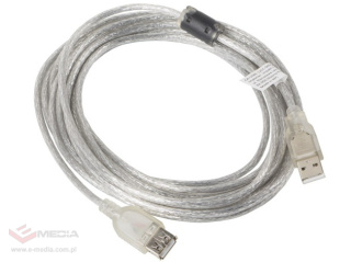 Przedłużacz USB2.0 Lanberg AM-AF 5m Ferryt transparenty