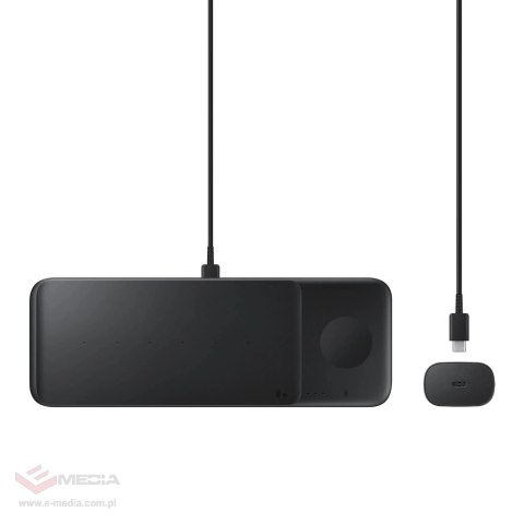 Ładowarka Samsung Trio EP-P6300TBEGEU indukcyjna 3w1 do telefonu / Galaxy Watch / Buds - czarna + ładowarka sieciowa + kabel